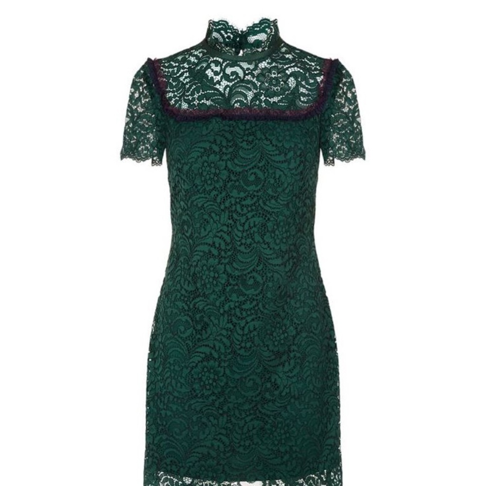 Emerald Green Sheath Mini Dress with Mock Neck SANDRO